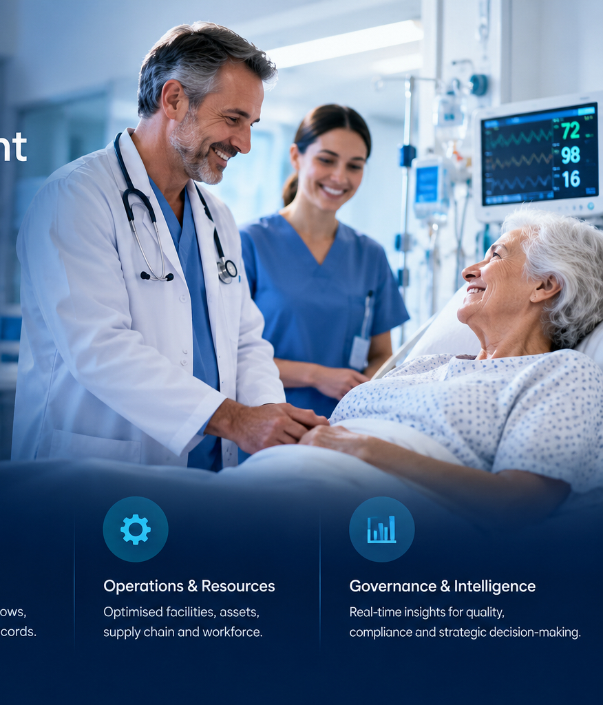 Hospital care team supporting a patient